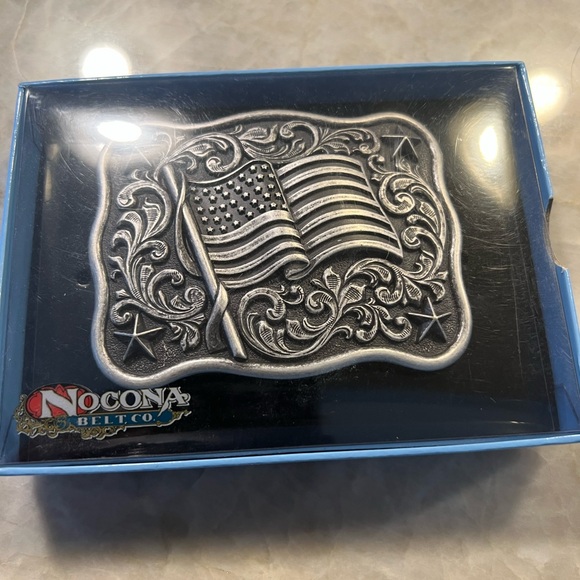 Patriotic Nocona Mens Belt Buckle 3.5 x 2.75 in Flag Western Belt USA Rectangle - Picture 6 of 7